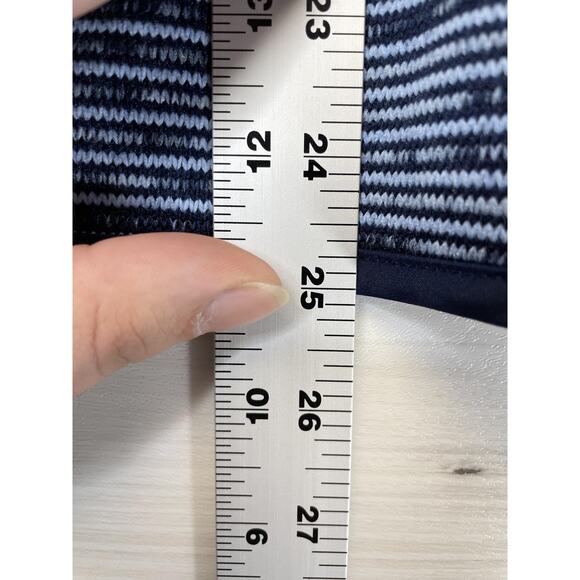 St Johns Bay Sweater Womens Medium Blue Stripe Snap Mock Neck Pullover Knit - Picture 4 of 8